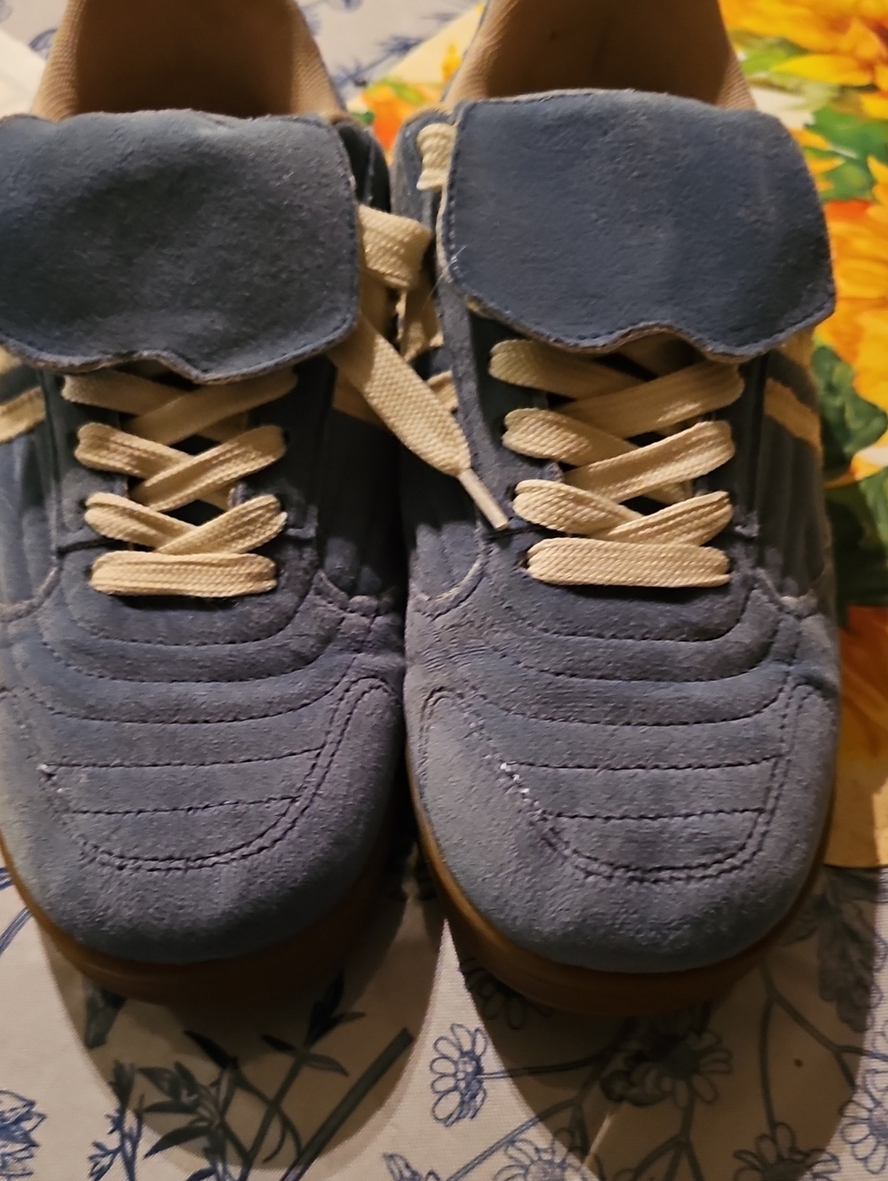 Project Cloud Light Blue Suede Sneakers with Cream Laces